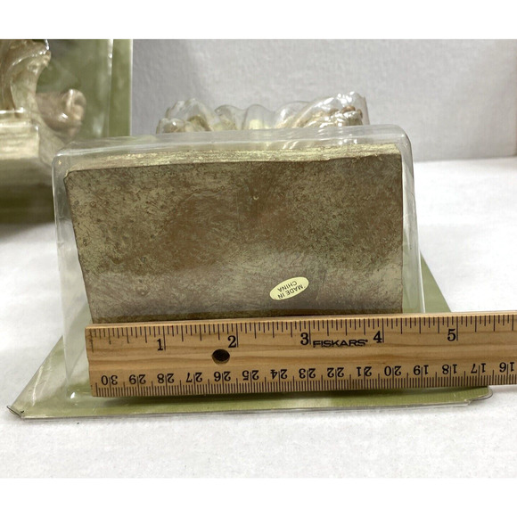 Two Light Green Gold Rod Swag Curtain Holders Scarf Corbels Leaf Design Decor - Picture 6 of 11